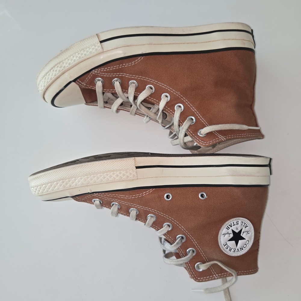 Converse Chuck 70 Hi Top Sneakers Teak Brown Canvas Mens 8 A04588C - Picture 7 of 9